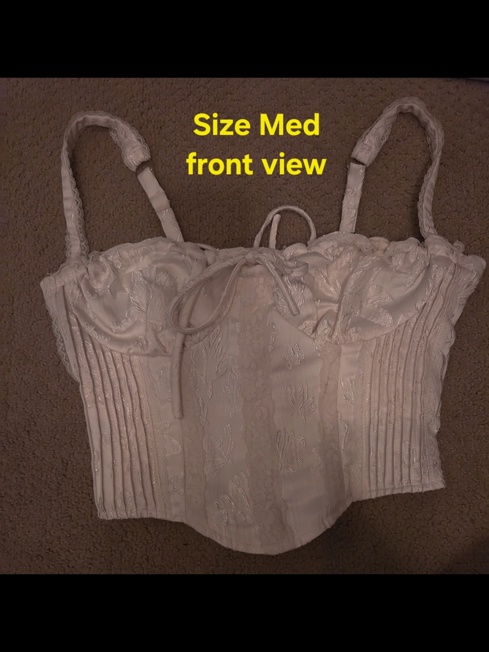 WINDSOR Ivory Lace Bustier Crop Top with texture and pattern...size Med
